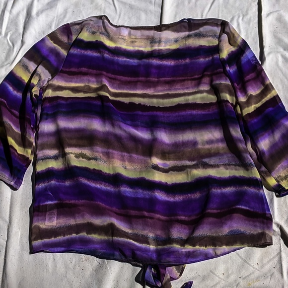 Chicos semi sheer sz 0 (Women's 6-8) dark pastels with front knot blouse! - Picture 3 of 9